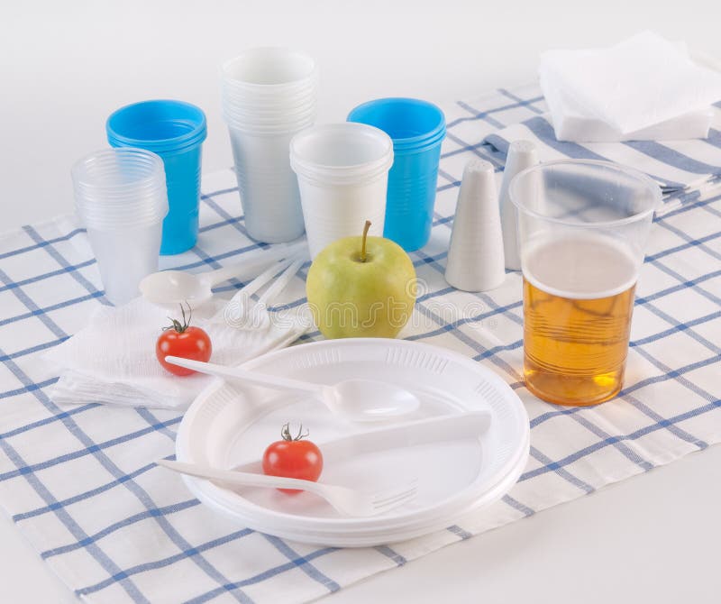 Set of disposable dishes stock image. Image of table 13421249