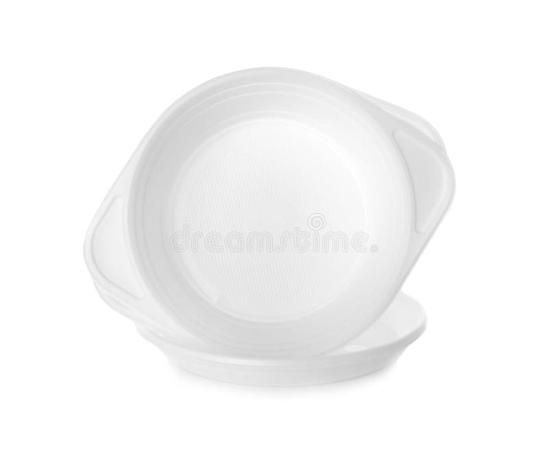Set of Disposable Plastic Dishware Isolated Stock Image Image of