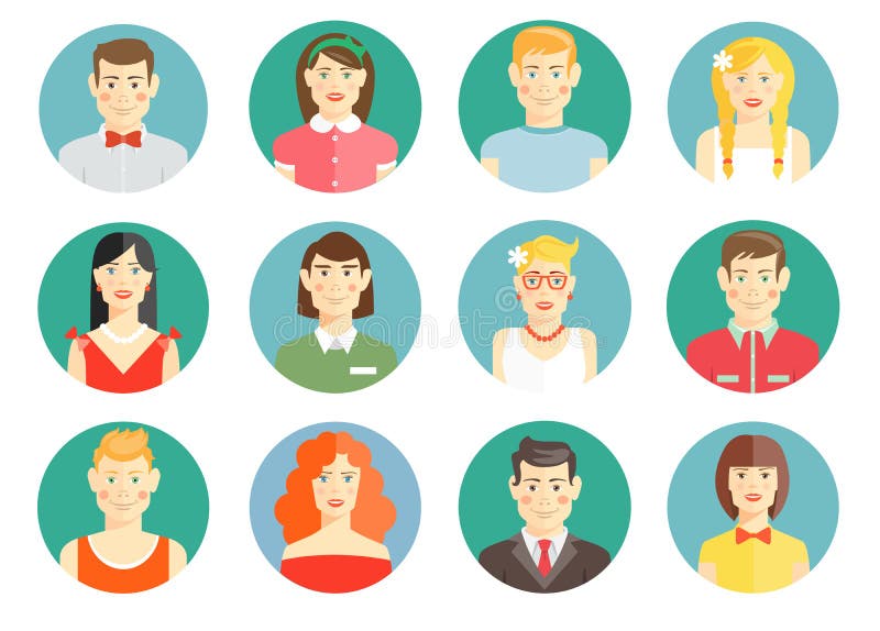 People Icons Set. Team Concept. Diverse business men avatar icons. Vector  illustration of flat design people characters. Stock Vector