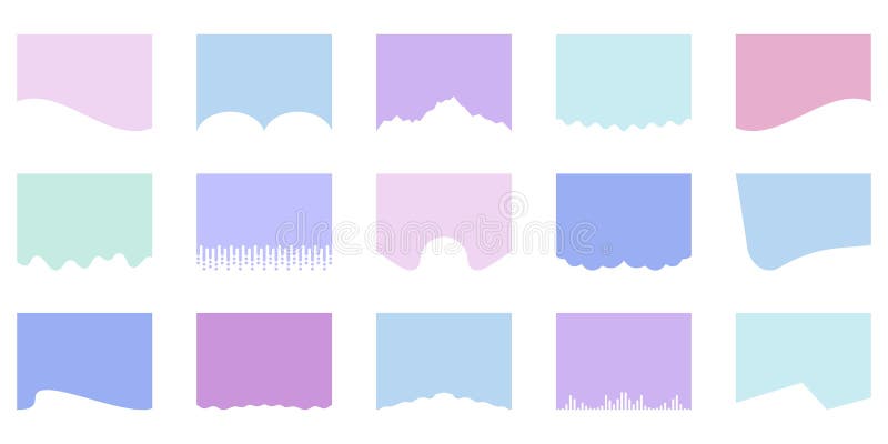 Set of Divider Shapes for Websites. Abstract Design Elements for Top and Bottom of Web Pages. Collection of Wave Shapes vector illustration