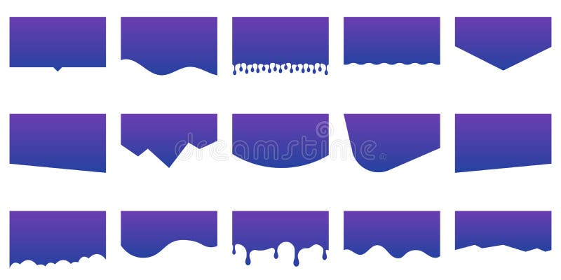 Set of Dividers Shapes for Website. Curve Lines, Drops, Wave Collection of Abstract Design Element for Top, Bottom Page royalty free illustration
