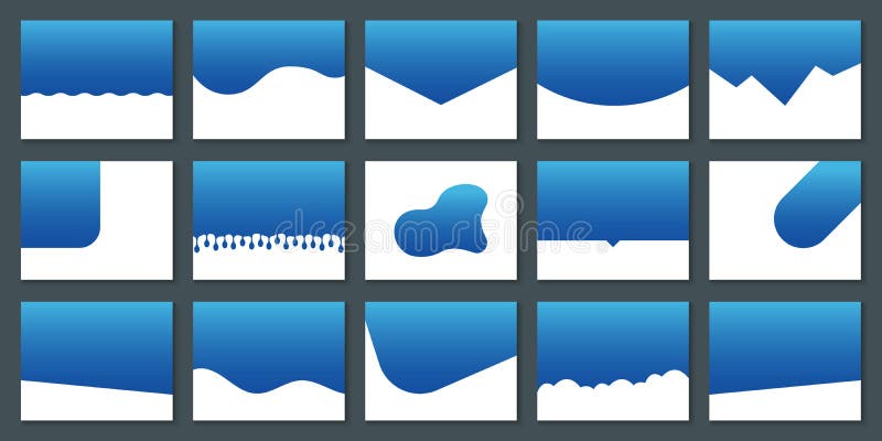 Set of Dividers Shapes for Website. Curve Lines, Drops, Wave Collection of Abstract Design Element for Top, Bottom Page royalty free illustration