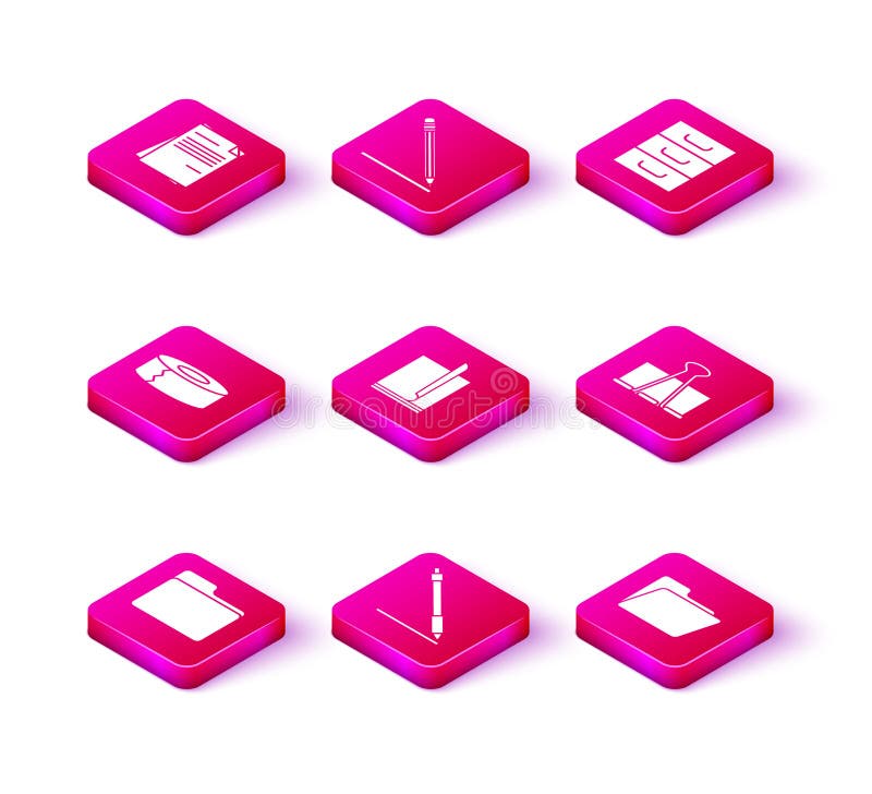 Set Document Folder, Pen Line, Scotch, File Document, Binder Clip