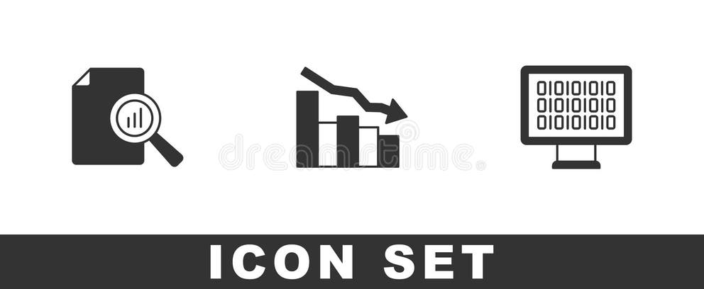 Set Document with Graph Chart, Financial Growth Decrease and Binary ...