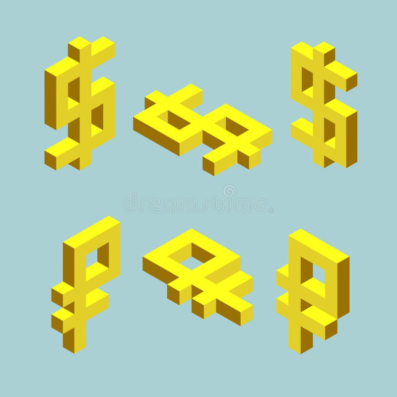Set of dollar and ruble signs. Cubes form vector illustration Set of dollar and ruble signs. Cubes form vector illustration