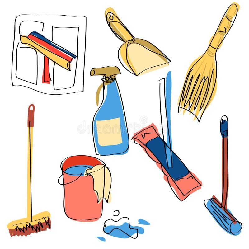 Set domów czyści narzędzia ilustracji Set domów czyści narzędzia ilustracji