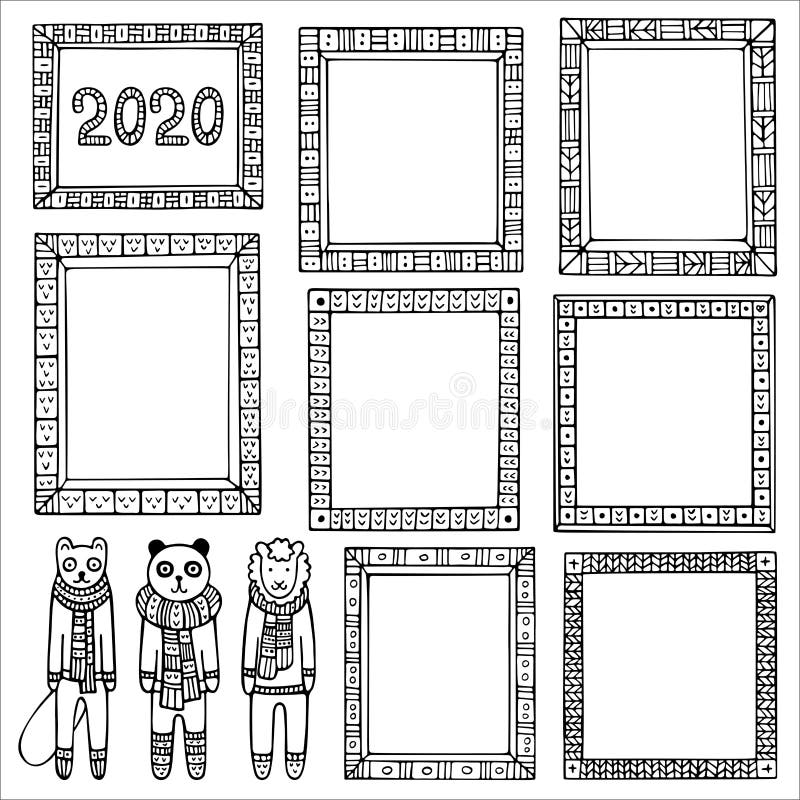 Set Of Doodle Black Borders Isolated On White Background Stock Vector Illustration Of Border Banner