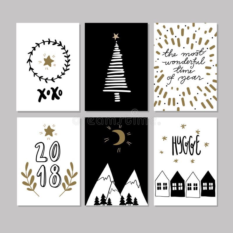 Set doodle bożych narodzeń kartka z pozdrowieniami Wektorowa ręka rysować śliczne ikony Skandynawa styl Xmas drzewo, domy, girlan royalty ilustracja Set doodle bożych narodzeń kartka z pozdrowieniami Wektorowa ręka rysować śliczne ikony Skandynawa styl Xmas drzewo, domy, girlan royalty ilustracja