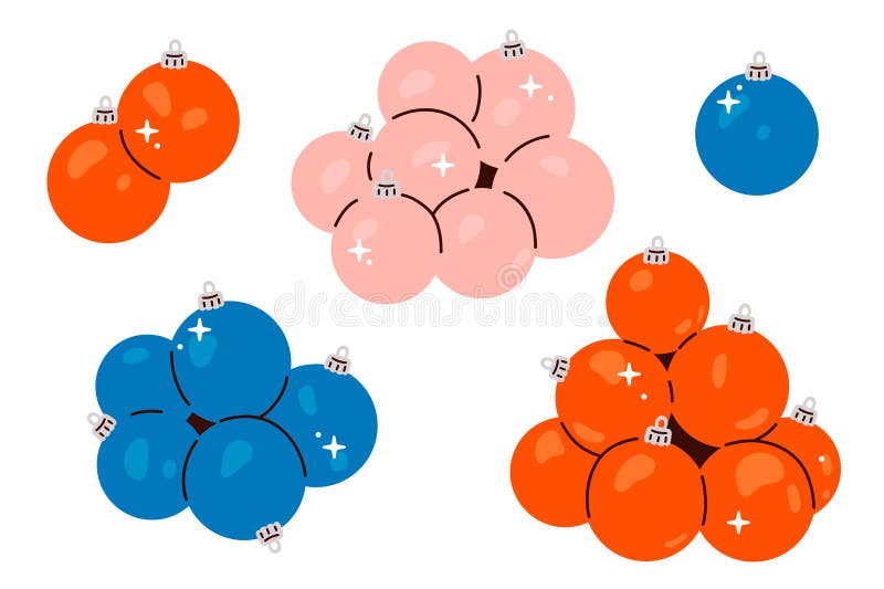 Set of doodle Christmas tree ornaments stacks royalty free illustration