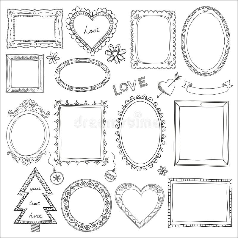 Set of doodle frames and elements