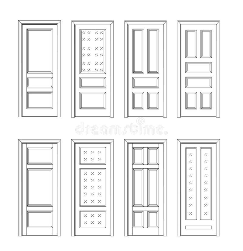 Set door Technical Drawing stock vector. Illustration of furniture