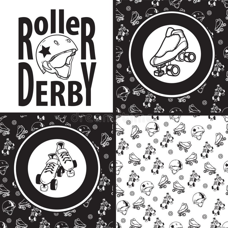 Set of drawings and seamless patterns on the theme of roller der