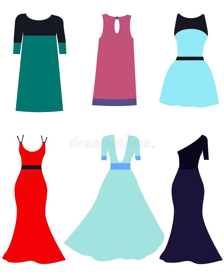 Short And Long Dress Set, Vector Stock Vector - Illustration of elegant ...