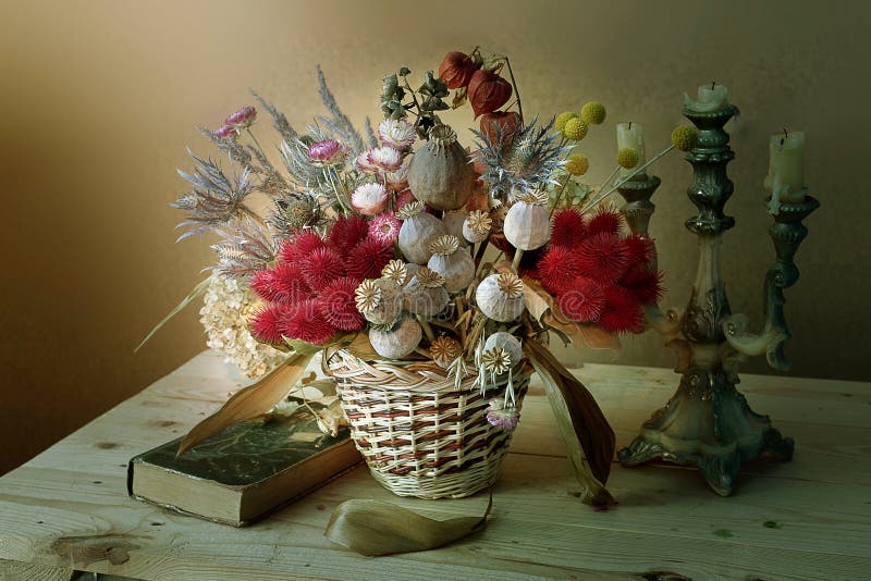 Set of dried flowers in a bouque royalty free stock photo Set of dried flowers in a bouque royalty free stock photo