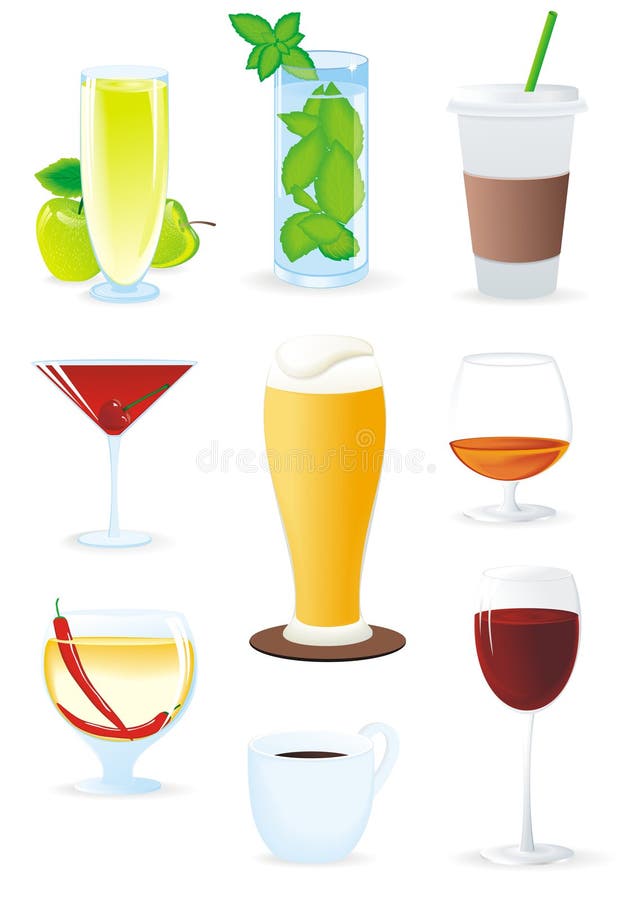 Set of drinks