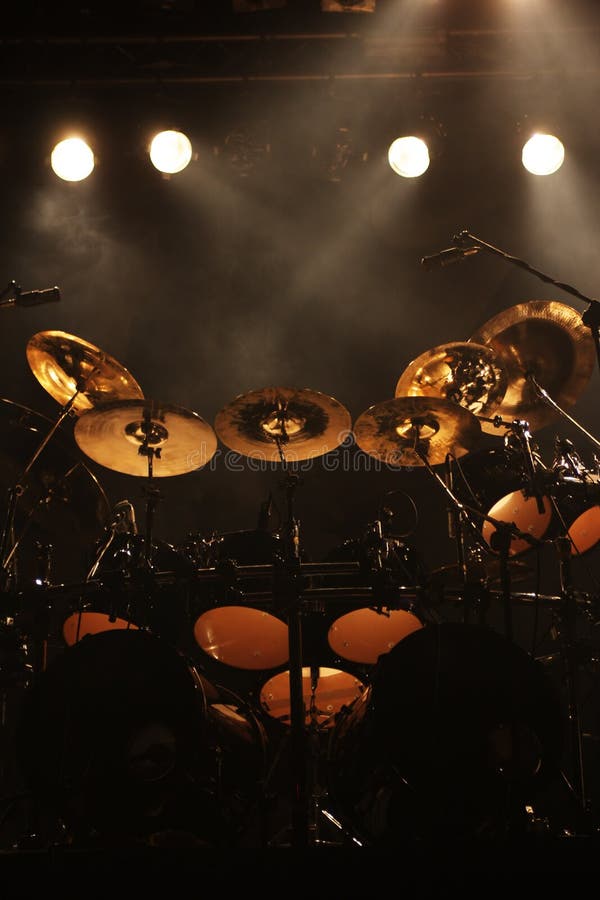 Set of drums on stage stock image. Image of musician 39630479