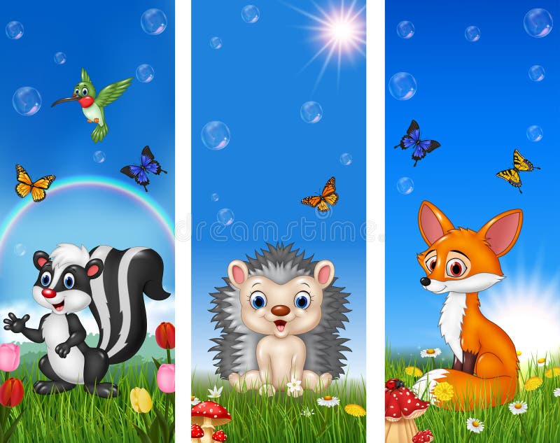 Set drzewny śmieszny zwierzę z natury tłem royalty ilustracja Set drzewny śmieszny zwierzę z natury tłem royalty ilustracja