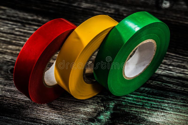 Set of Duct Tapes on Wooden Board Stock Image Image of electrician