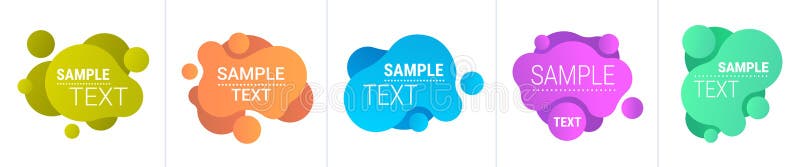 Set dynamical gradient forms abstract banners flowing liquid shapes fluid color badges modern graphic elements stock illustration