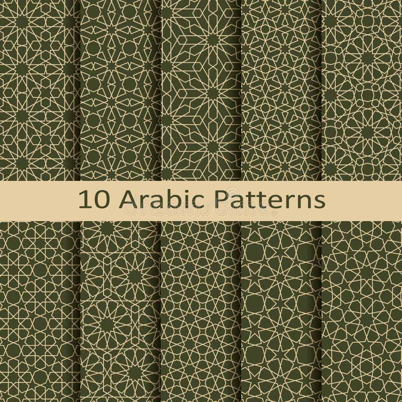 Set dziesięć bezszwowych wektorowych arabskich tradycyjnych geometrycznych wzorów projekt dla pokryw, tkanina, pakuje