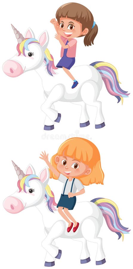Set dziewczyny jeździecka jednorożec royalty ilustracja Set dziewczyny jeździecka jednorożec royalty ilustracja