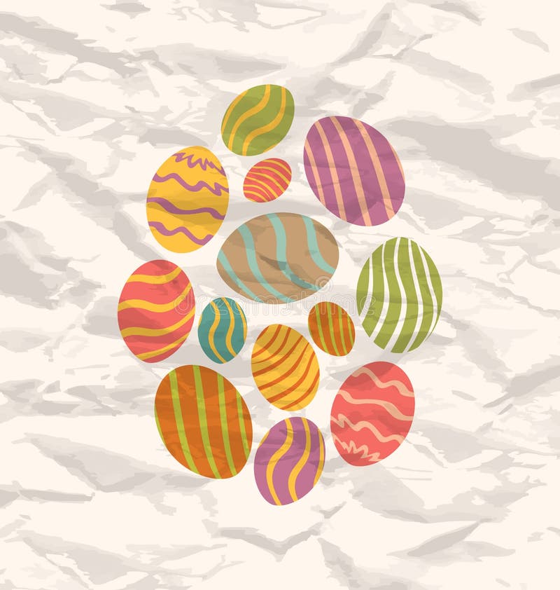 Set Easter eggs, vintage celebration background.