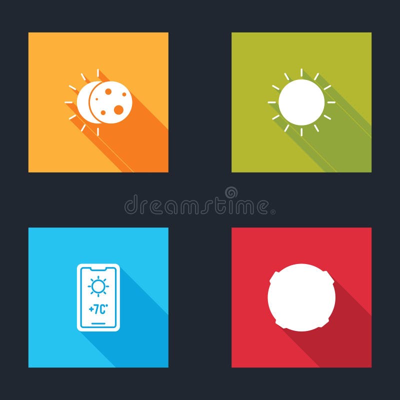 Set Eclipse of the Sun, Sun, Weather Forecast and Moon Icon. Vector ...