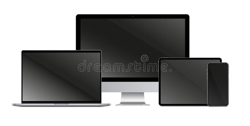Set ecran gadget-get. laptop gol realist izolat stock illustration