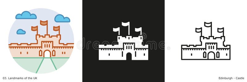 Edinburgh Castle icons stock illustration Edinburgh Castle icons stock illustration