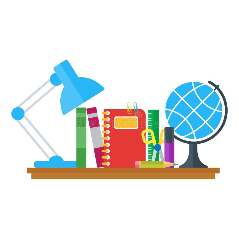 Set of education icons on table vector illustration