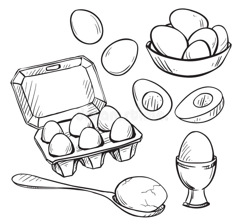 Download Set of eggs drawings stock vector. Illustration of drawing ...