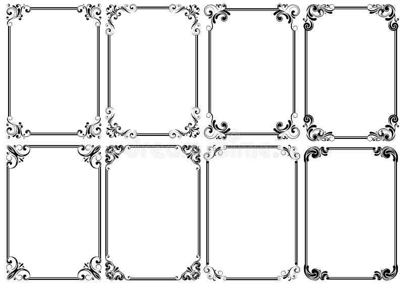 Set of eight black decorative frame