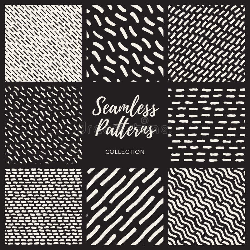 Set of Eight Vector Seamless Lines Patterns Collection stock illustration