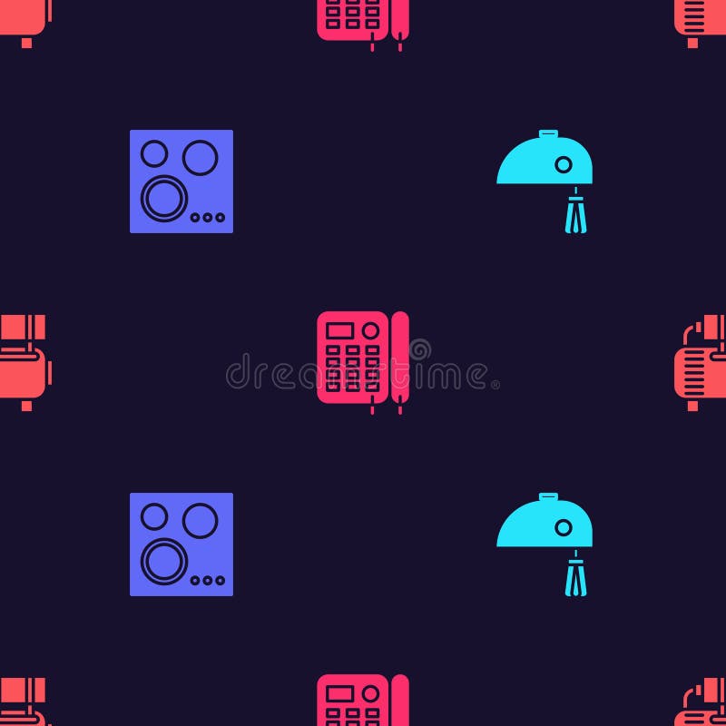 Set Electric Mixer, Gas Stove, Telephone and Air Compressor on Seamless