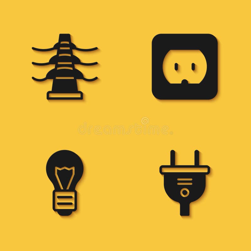 Set Electric Tower Line, Plug, Creative Lamp Light Idea and Electrical