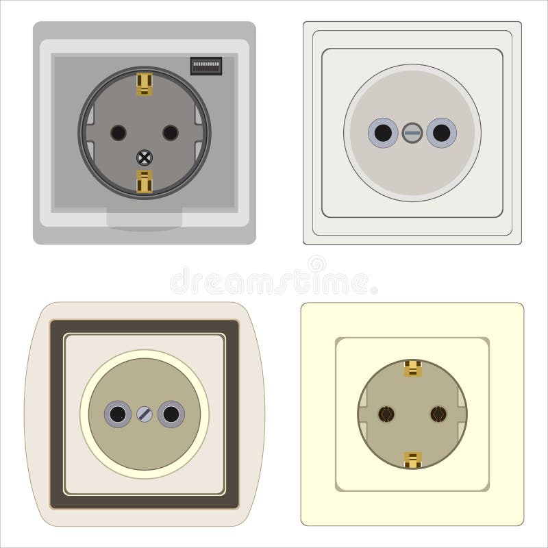 Set of electrical outlets stock vector. Illustration of connector