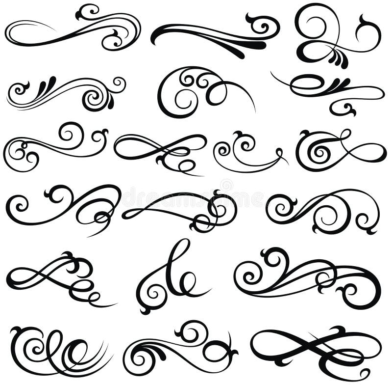 Set eleganccy dekoracyjni filigree elementy ilustracja wektor