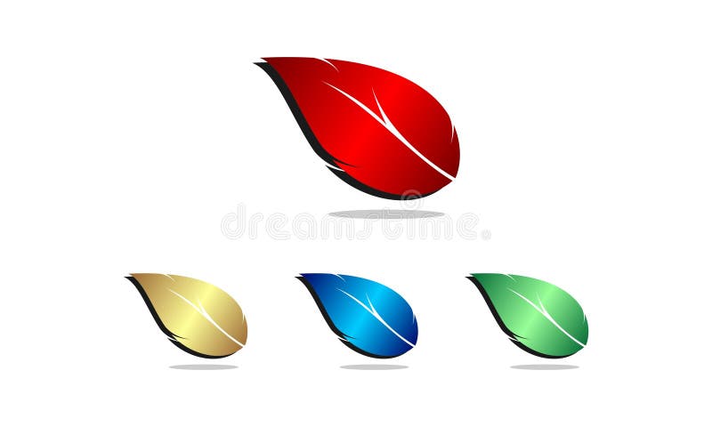 Set of Elegant Leaf Color Design Vector Stock Illustration ...