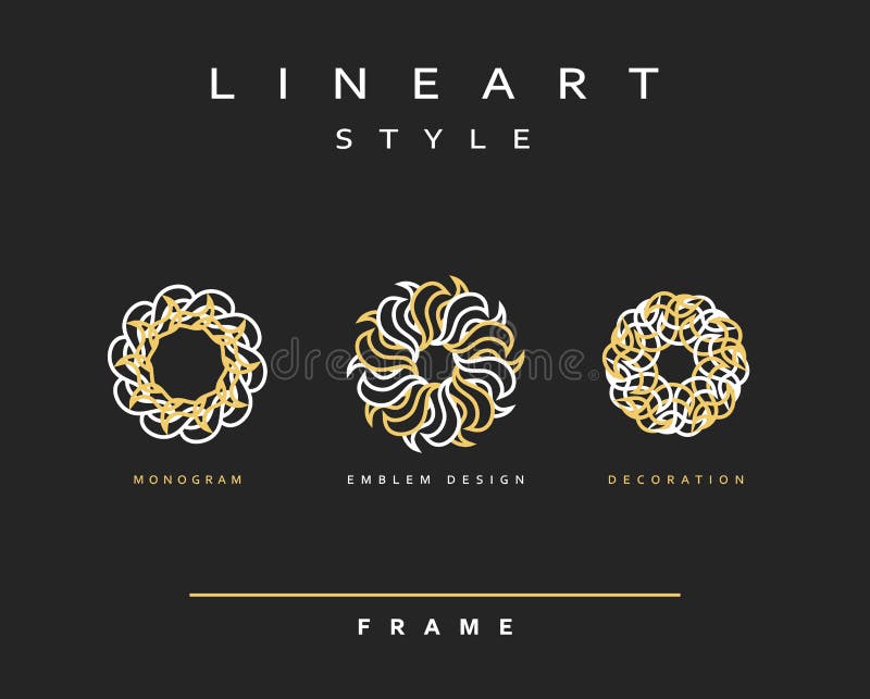 Set of elegant line art design. Monogram design element royalty free illustration Set of elegant line art design. Monogram design element royalty free illustration
