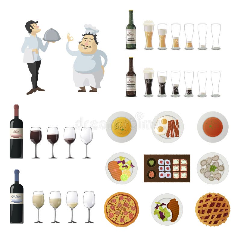 Set of Elements for Cafe and Restaurant Menu Stock Vector Illustration of breakfast, cafe