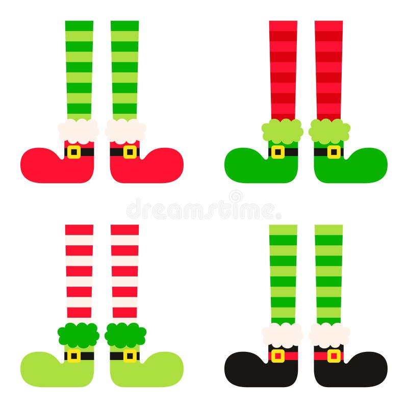 Set of Elf Feet in Flat Style Isolated Stock Vector Illustration of