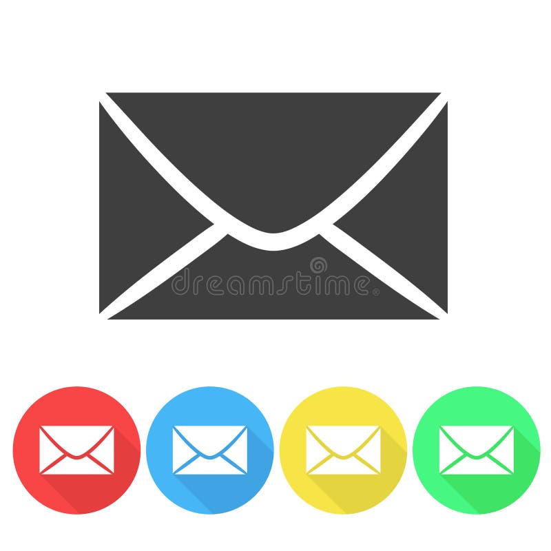 Set of email letter flat icon button, stock vector illustration vector illustration