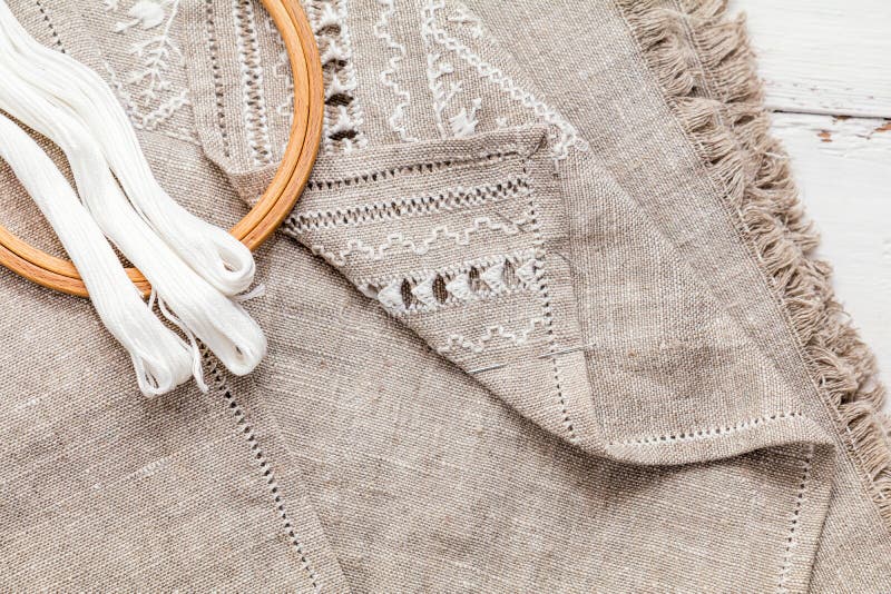 Set for Embroidery with Thread White Color Stock Image Image of