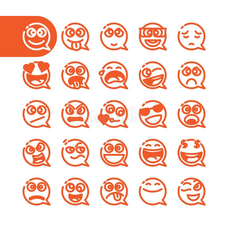 Set of Emoji Speech Bubble Emoticons Stock Vector Illustration of