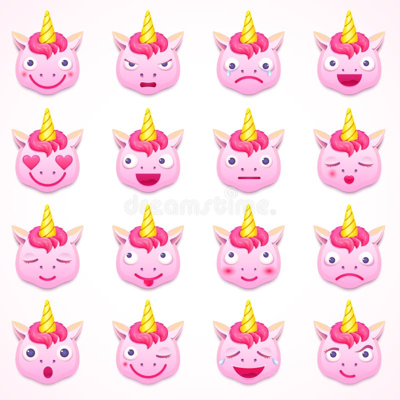 Download Set Of Emoji Unicorn, Vector Illustration Stock Vector ...
