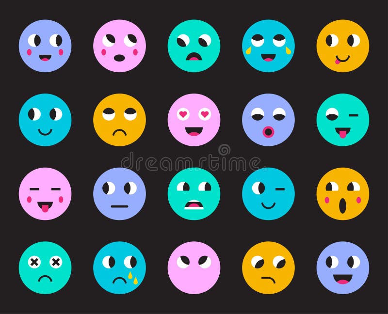 Set of Emoticons or Emoji for Devices. Vector Illustration. Stock ...