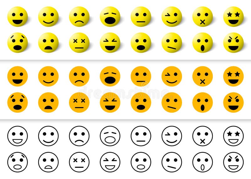 Set of Emoticons Icons, Smile Collection. Stock Vector - Illustration ...