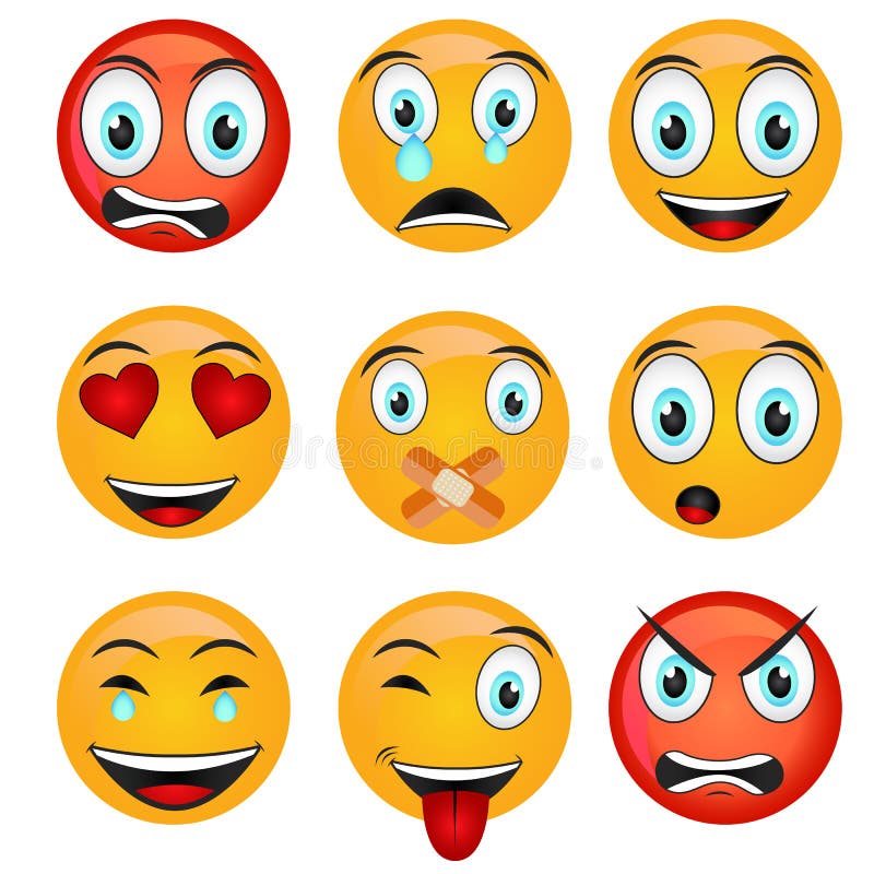 Set of Emoticons. Set of Emoji. Isolated vector illustration on white background