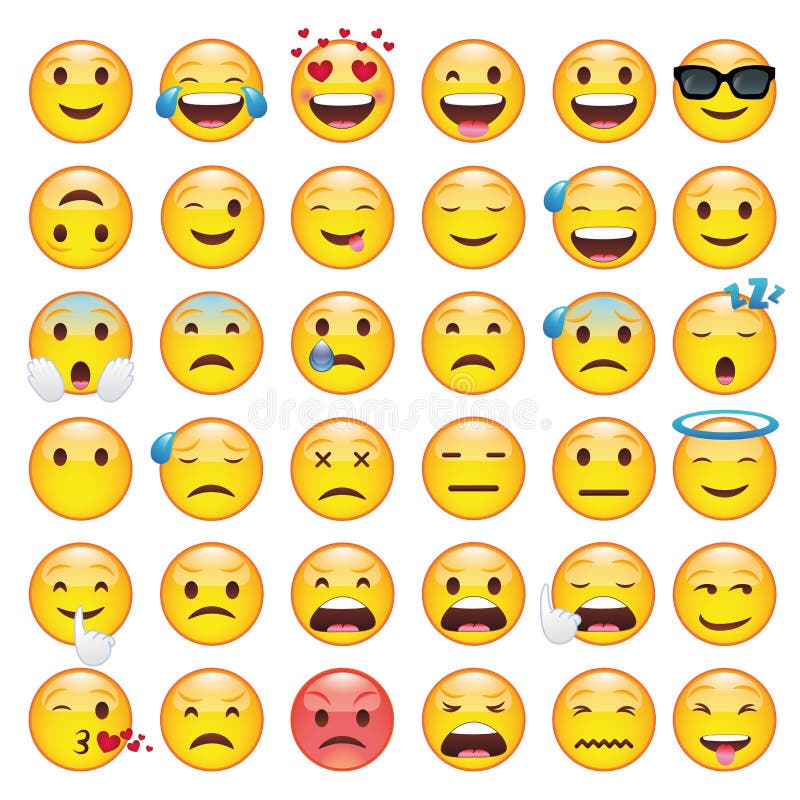 Set of Emoticons. Set of Emoji Stock Vector - Illustration of comic ...