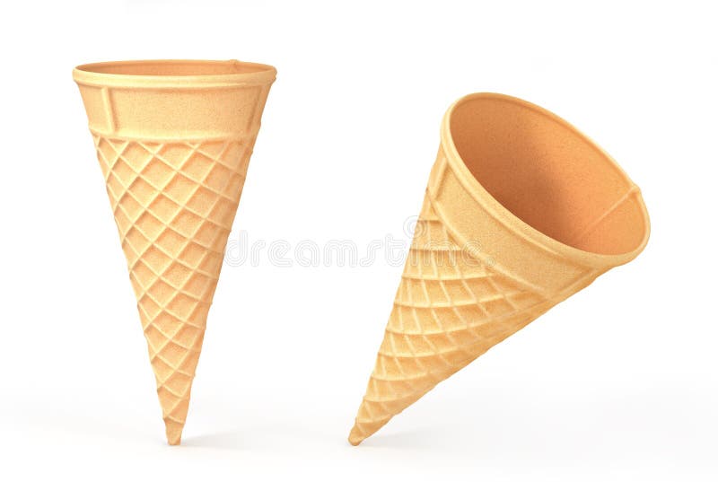 Set of empty cone for ice cream in different view